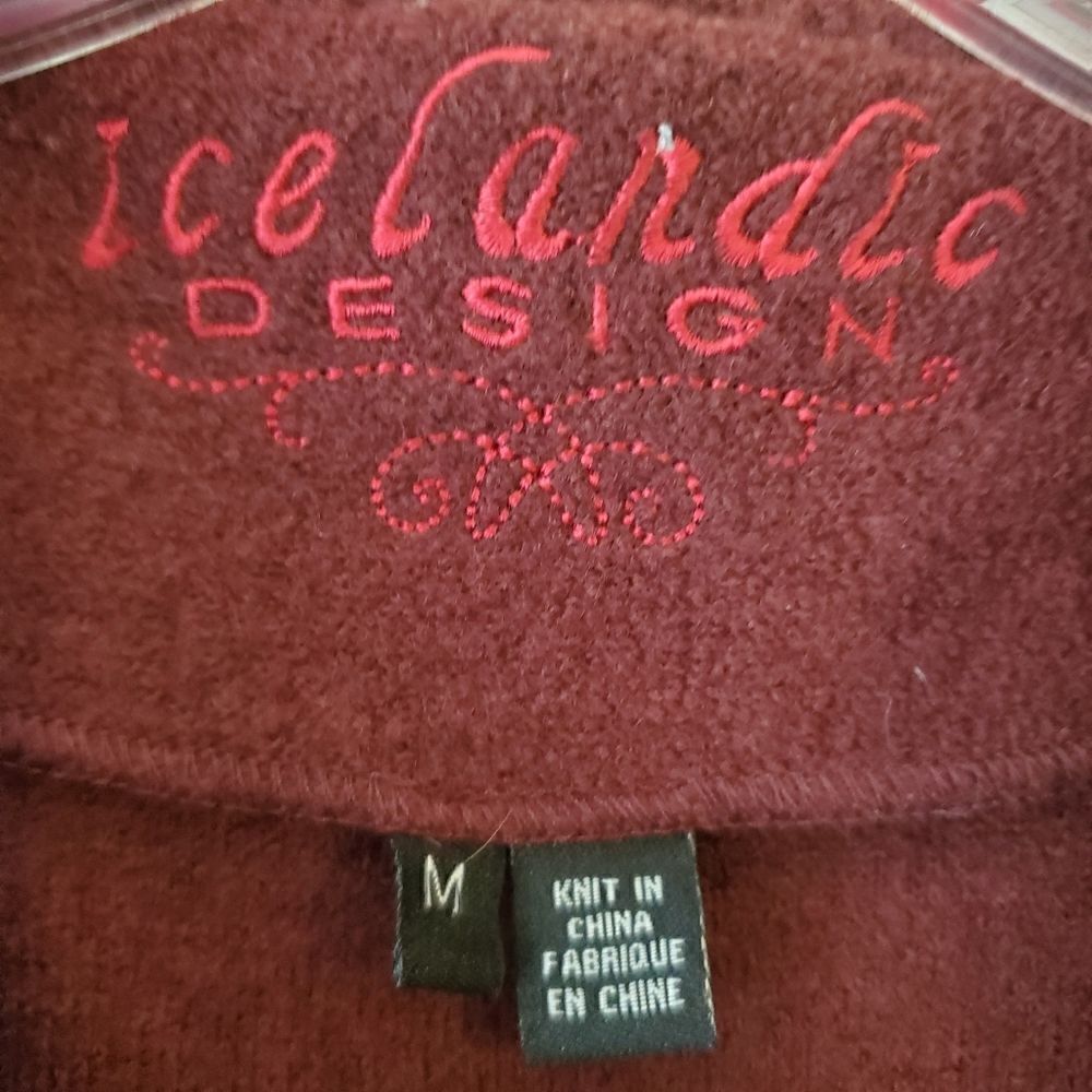 IICELANDIC DESIGN Women's 100% Wool Jacket Burgundy Size Medium Art to wear - Picture 8 of 8